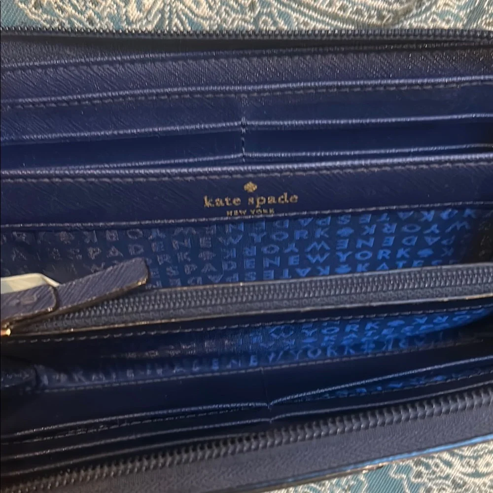 Kate Spade Midnight Blue Wallet with Glitter Polka Dot Accents